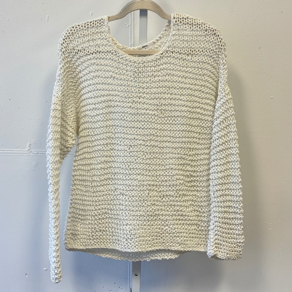 Mikoh Mehetia Top Medium Heavyknit Cotton Oversized Crewneck Sweater Open Knit - Picture 2 of 14